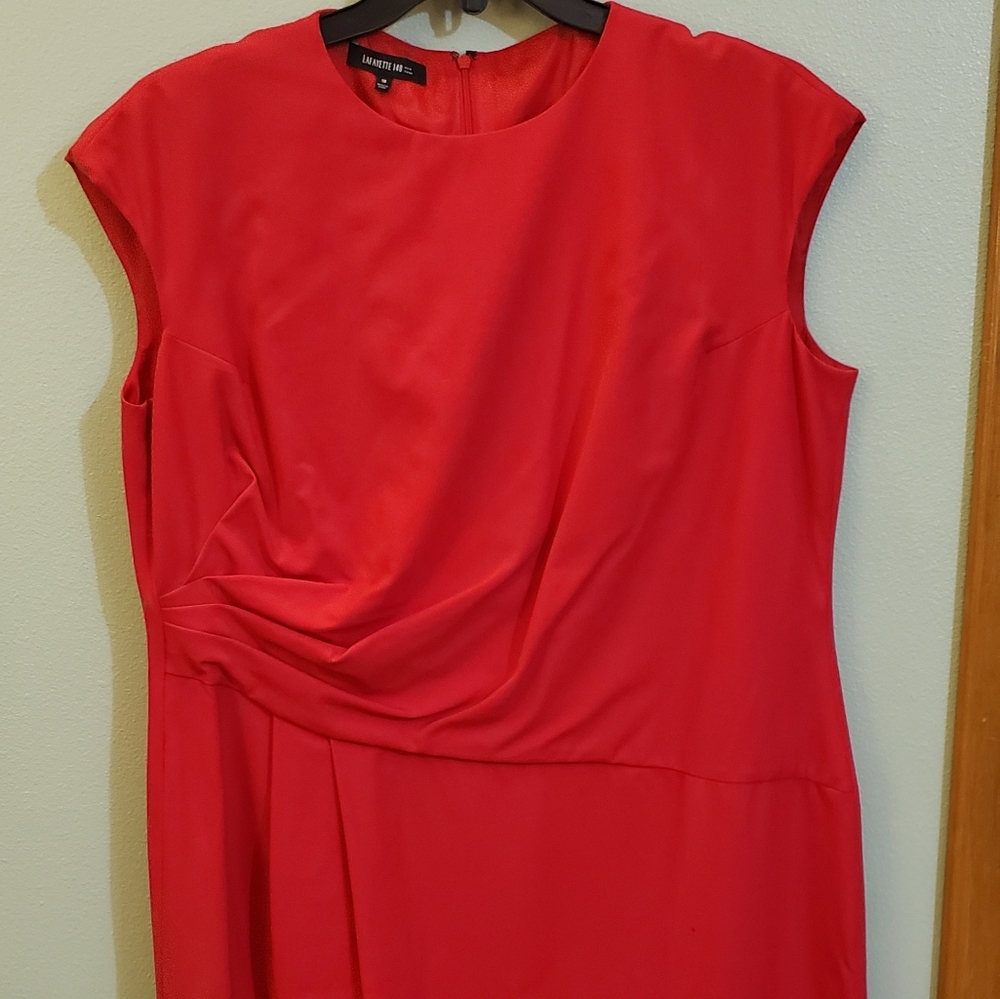 Red gathered waist dress